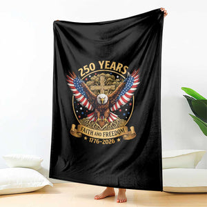 Faith And Freedom 250 Years Throw Blanket Patriotic Eagle Cross Gift TS12 Print Your Wear