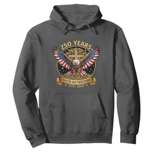 Faith And Freedom 250 Years Hoodie Patriotic Eagle Cross Gift TS12 Dark Heather Print Your Wear