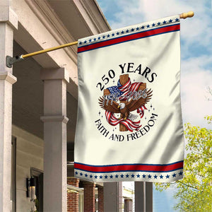 250 Years Faith And Freedom Patriotic Handheld Flag Patriotic Christian Eagle TS12 Distressed 8.2" × 5.5" Beige Red Print Your Wear