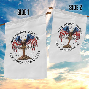 Patriotic Eagle Cross One Nation Under God Garden Flag 250th Anniversary TS12 Print Your Wear