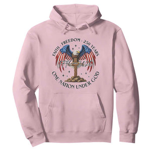 Patriotic Eagle Cross One Nation Under God Hoodie 250th Anniversary TS12 Light Pink Print Your Wear