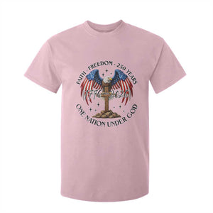 Patriotic Eagle Cross One Nation Under God T Shirt For Kid 250th Anniversary TS12 Light Pink Print Your Wear
