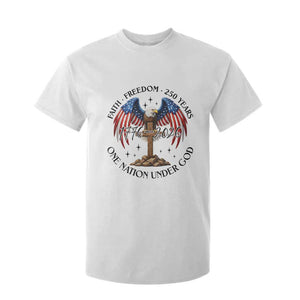 Patriotic Eagle Cross One Nation Under God T Shirt For Kid 250th Anniversary TS12 White Print Your Wear