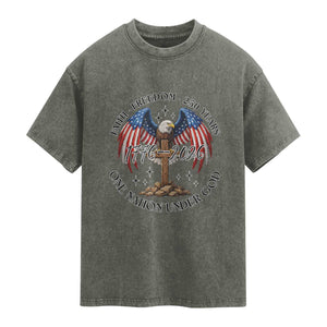 Patriotic Eagle Cross One Nation Under God Washed Cotton T-Shirt 250th Anniversary