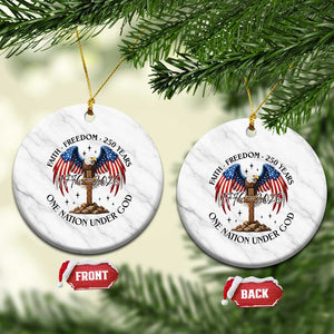 Patriotic Eagle Cross One Nation Under God Ceramic Ornament 250th Anniversary TS12 1pc White Marble Print Your Wear
