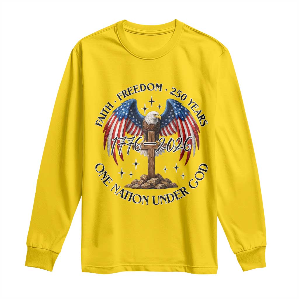 Patriotic Eagle Cross One Nation Under God Long Sleeve Shirt 250th Anniversary TS12 Daisy Print Your Wear