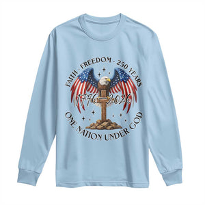 Patriotic Eagle Cross One Nation Under God Long Sleeve Shirt 250th Anniversary TS12 Light Blue Print Your Wear