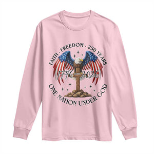 Patriotic Eagle Cross One Nation Under God Long Sleeve Shirt 250th Anniversary TS12 Light Pink Print Your Wear