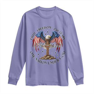 Patriotic Eagle Cross One Nation Under God Long Sleeve Shirt 250th Anniversary TS12 Violet Print Your Wear