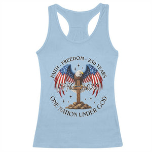Patriotic Eagle Cross One Nation Under God Racerback Tank Top 250th Anniversary TS12 Light Blue Print Your Wear