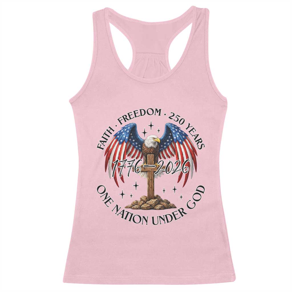 Patriotic Eagle Cross One Nation Under God Racerback Tank Top 250th Anniversary TS12 Light Pink Print Your Wear
