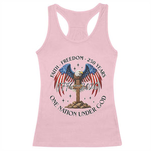Patriotic Eagle Cross One Nation Under God Racerback Tank Top 250th Anniversary TS12 Light Pink Print Your Wear