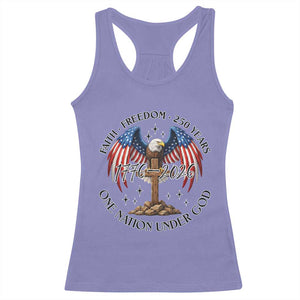 Patriotic Eagle Cross One Nation Under God Racerback Tank Top 250th Anniversary TS12 Violet Print Your Wear