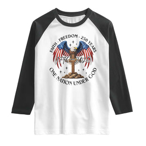 Patriotic Eagle Cross One Nation Under God Raglan Shirt 250th Anniversary TS12 White Black Print Your Wear