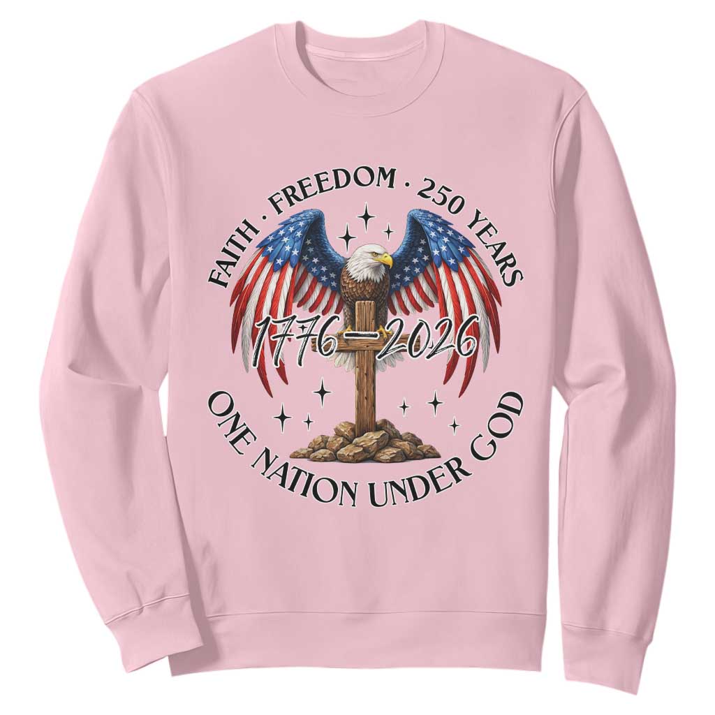 Patriotic Eagle Cross One Nation Under God Sweatshirt 250th Anniversary TS12 Light Pink Print Your Wear