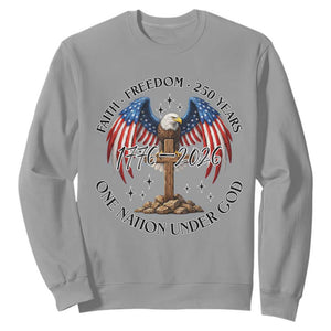 Patriotic Eagle Cross One Nation Under God Sweatshirt 250th Anniversary TS12 Sport Gray Print Your Wear