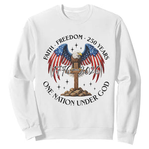 Patriotic Eagle Cross One Nation Under God Sweatshirt 250th Anniversary TS12 White Print Your Wear