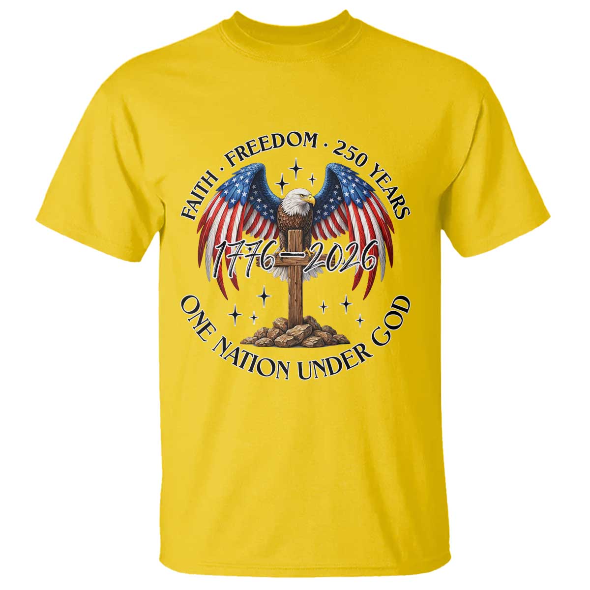 Patriotic Eagle Cross One Nation Under God T Shirt 250th Anniversary TS12 Daisy Print Your Wear