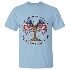 Patriotic Eagle Cross One Nation Under God T Shirt 250th Anniversary TS12 Light Blue Print Your Wear