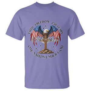 Patriotic Eagle Cross One Nation Under God T Shirt 250th Anniversary TS12 Violet Print Your Wear