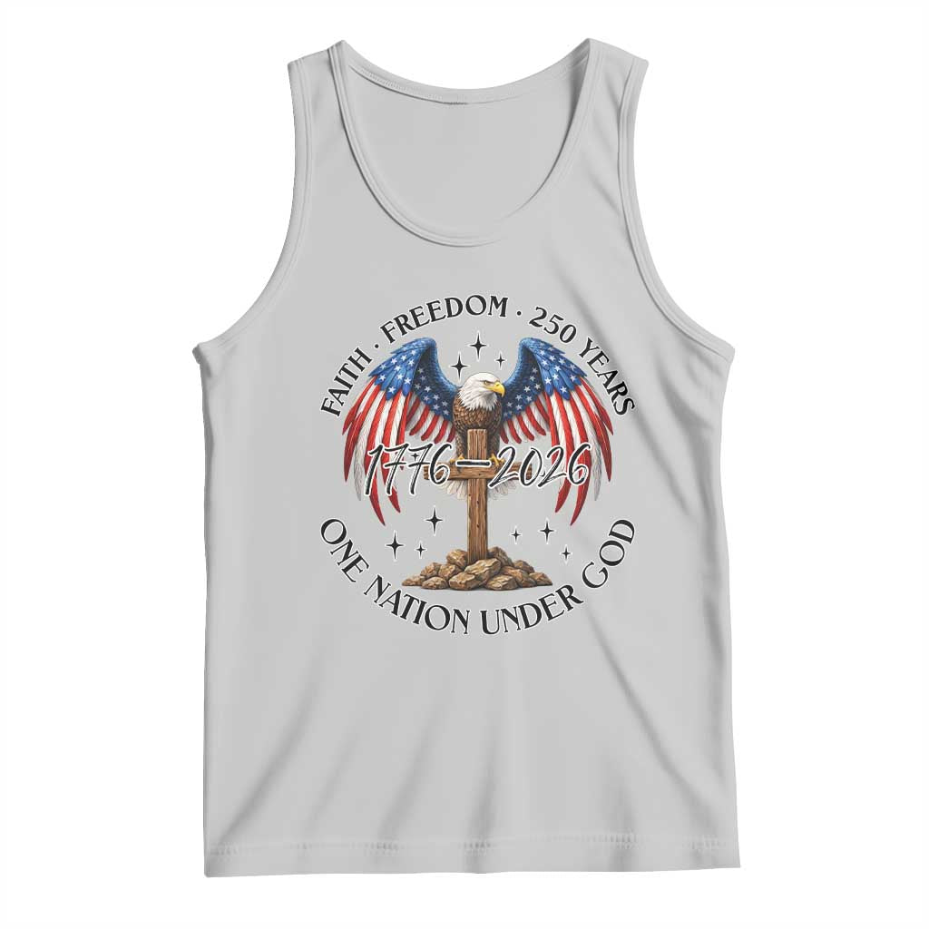 Patriotic Eagle Cross One Nation Under God Tank Top 250th Anniversary TS12 Ash Print Your Wear