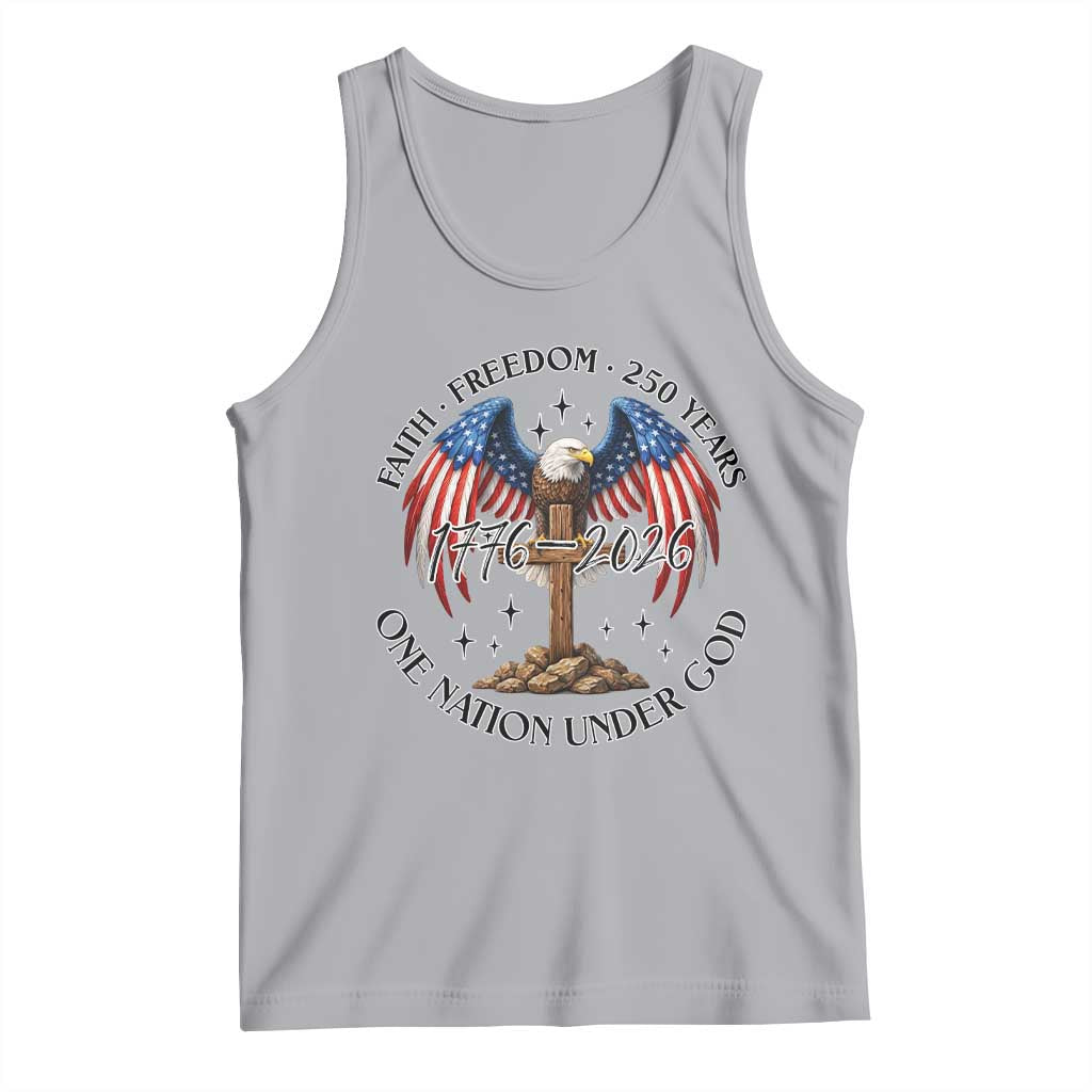 Patriotic Eagle Cross One Nation Under God Tank Top 250th Anniversary TS12 Athletic Heather Print Your Wear