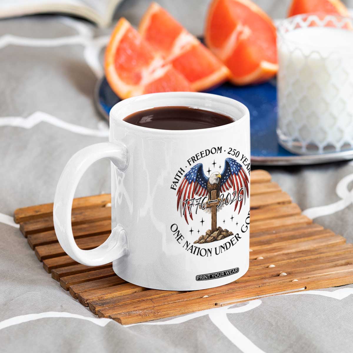 Patriotic Eagle Cross One Nation Under God Coffee Mug 250th Anniversary TS12 Print Your Wear