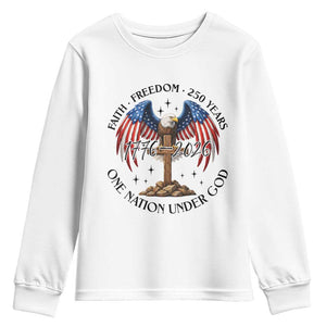 Patriotic Eagle Cross One Nation Under God Youth Sweatshirt 250th Anniversary TS12 White Print Your Wear