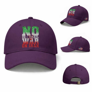 No Us Israel War On Iran Baseball Cap Anti War Political Protest Statement TS12 Baseball Cap Universal Fit Purple Print Your Wear