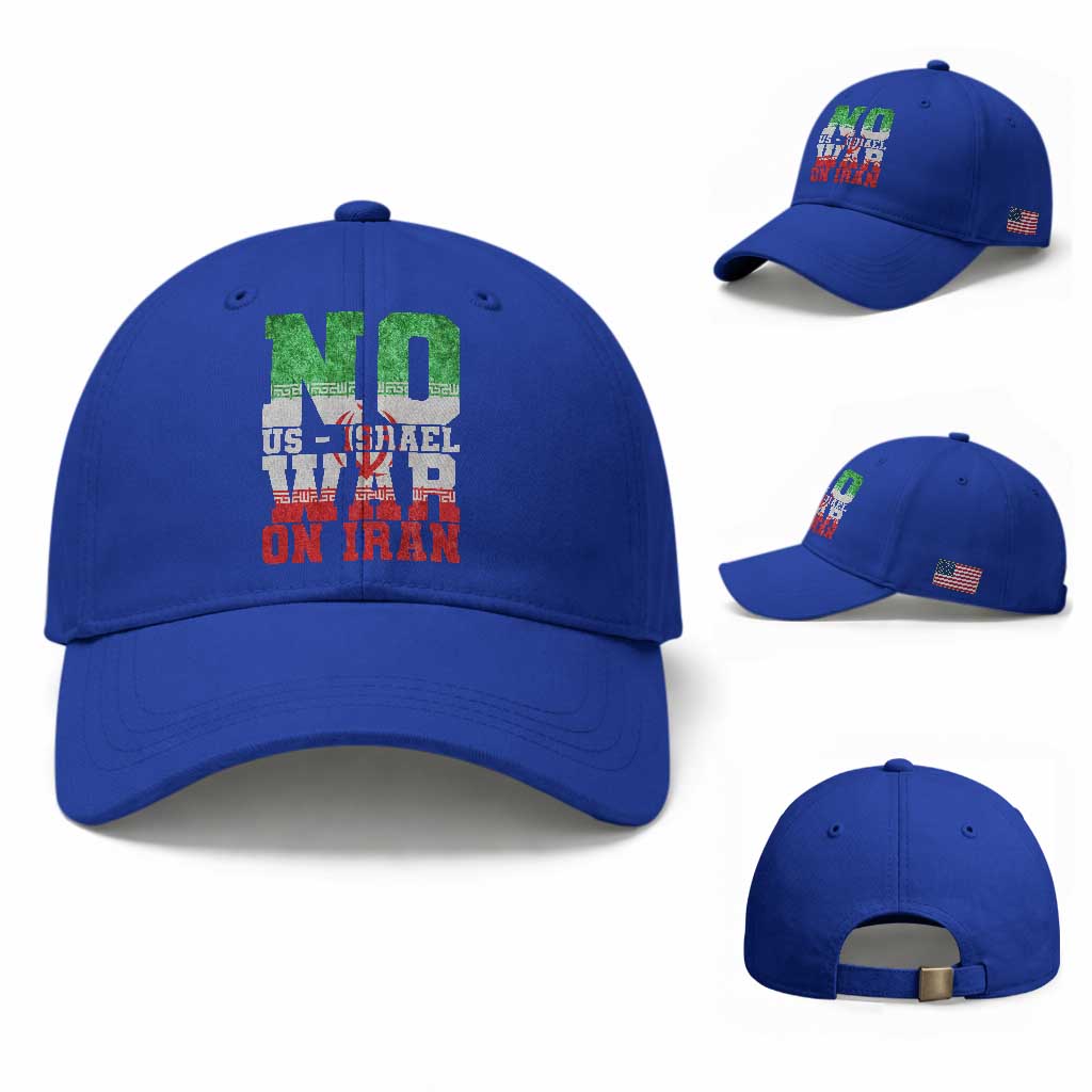 No Us Israel War On Iran Baseball Cap Anti War Political Protest Statement TS12 Baseball Cap Universal Fit Royal Blue Print Your Wear