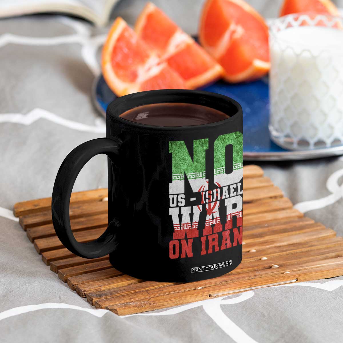 No Us Israel War On Iran Coffee Mug Anti War Political Protest Statement TS12 Print Your Wear
