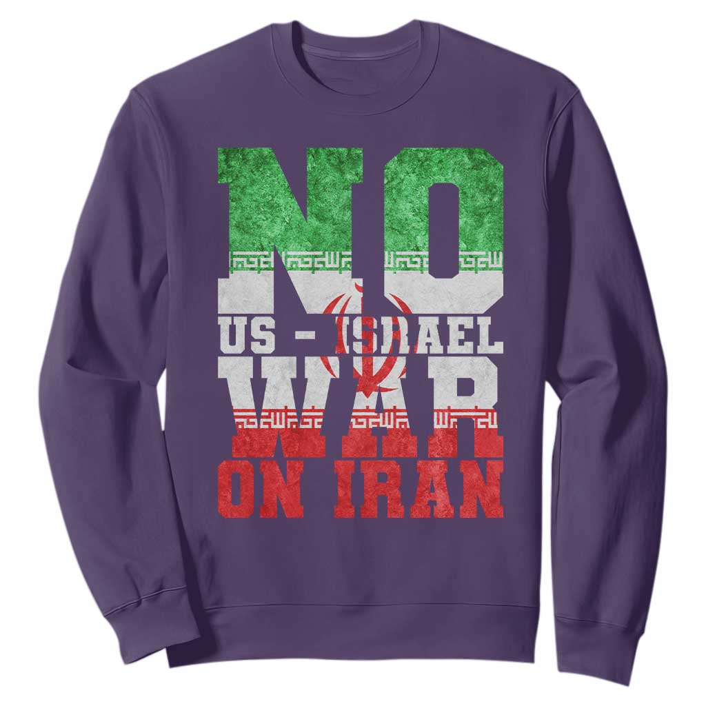 No Us Israel War On Iran Sweatshirt Anti War Political Protest Statement TS12 Purple Print Your Wear