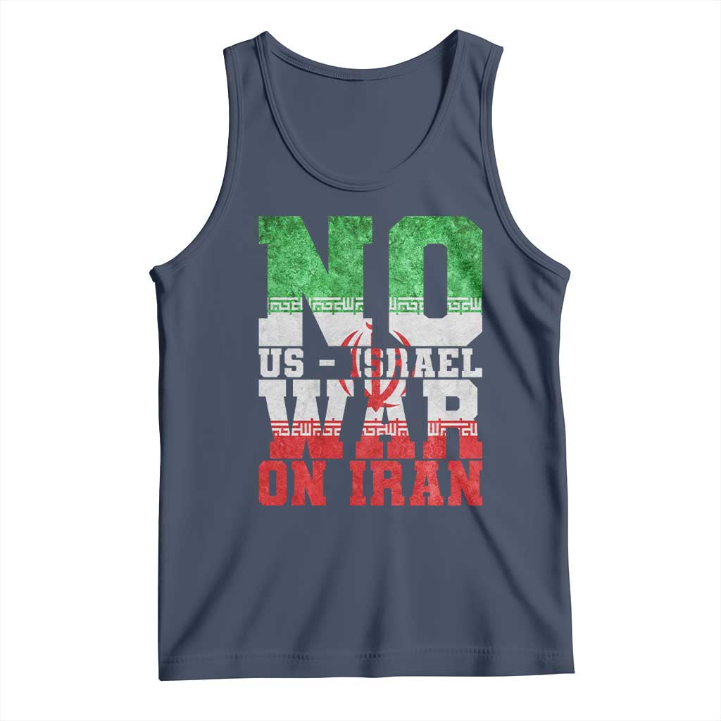 No Us Israel War On Iran Tank Top Anti War Political Protest Statement TS12 Navy Print Your Wear