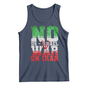 No Us Israel War On Iran Tank Top Anti War Political Protest Statement TS12 Navy Print Your Wear