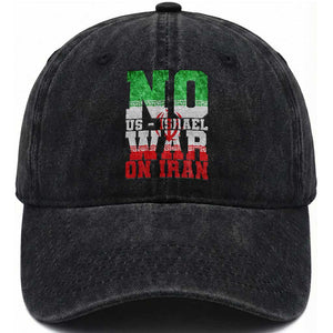 No Us Israel War On Iran Washed Cotton Baseball Cap Anti War Political Protest Statement TS12 Print Your Wear