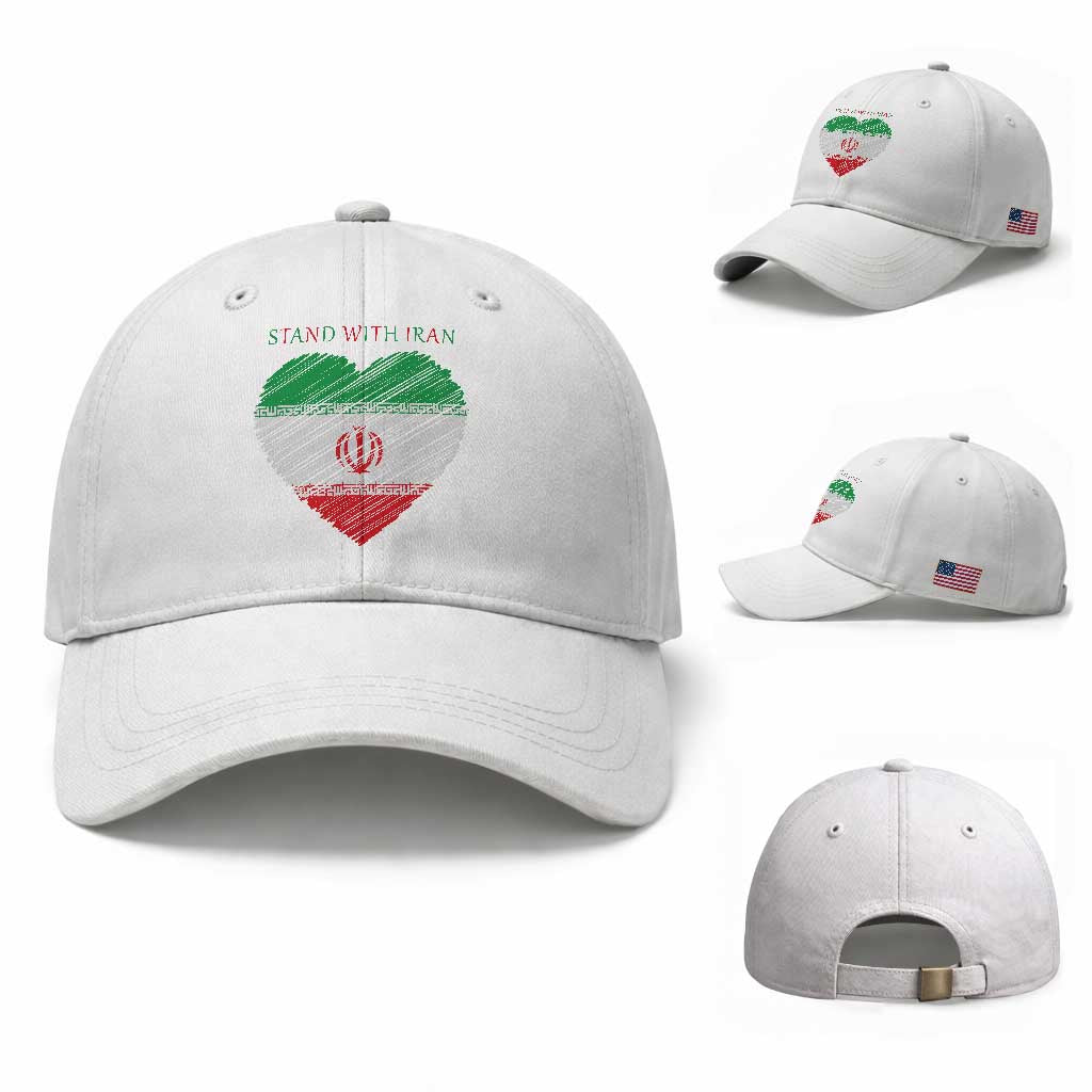 Stand With Iran Baseball Cap Anti War Political Protest Statement TS12 Baseball Cap Universal Fit White Print Your Wear
