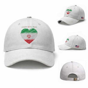 Stand With Iran Baseball Cap Anti War Political Protest Statement TS12 Baseball Cap Universal Fit White Print Your Wear