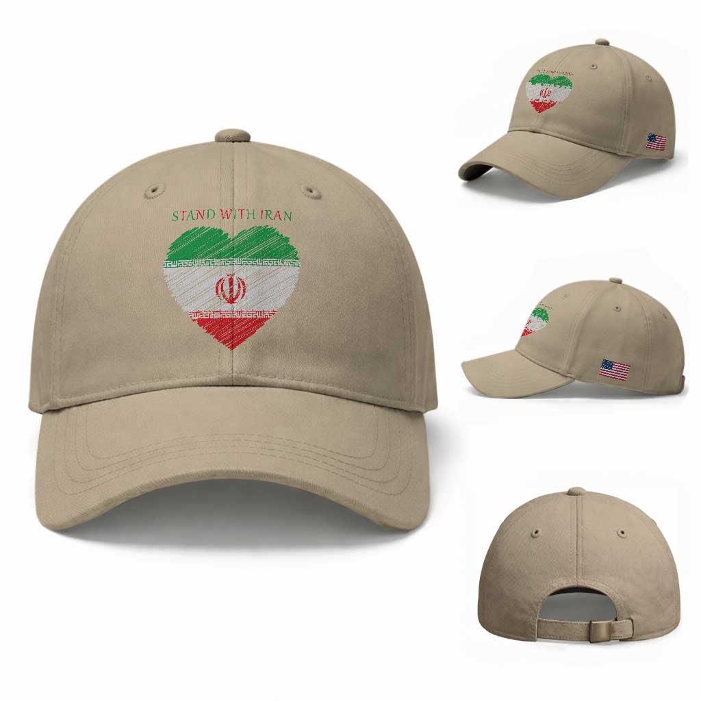 Stand With Iran Baseball Cap Anti War Political Protest Statement TS12 Baseball Cap Universal Fit Khaki Print Your Wear