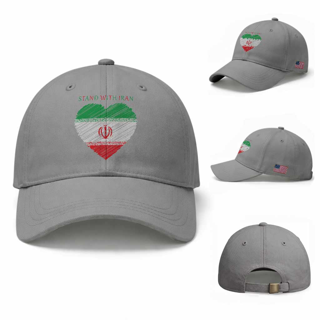 Stand With Iran Baseball Cap Anti War Political Protest Statement TS12 Baseball Cap Universal Fit Sport Gray Print Your Wear
