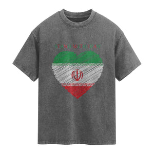Stand With Iran Washed Cotton T-Shirt Anti War Political Protest Statement
