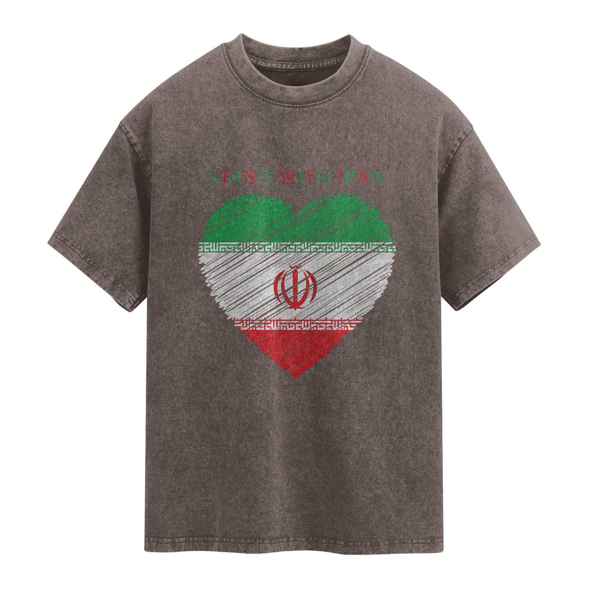 Stand With Iran Washed Cotton T-Shirt Anti War Political Protest Statement