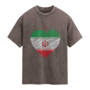 Stand With Iran Washed Cotton T-Shirt Anti War Political Protest Statement