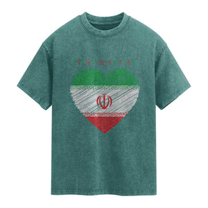 Stand With Iran Washed Cotton T-Shirt Anti War Political Protest Statement