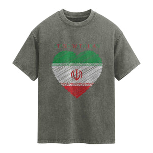 Stand With Iran Washed Cotton T-Shirt Anti War Political Protest Statement