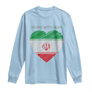 Stand With Iran Long Sleeve Shirt Anti War Political Protest Statement TS12 Light Blue Print Your Wear