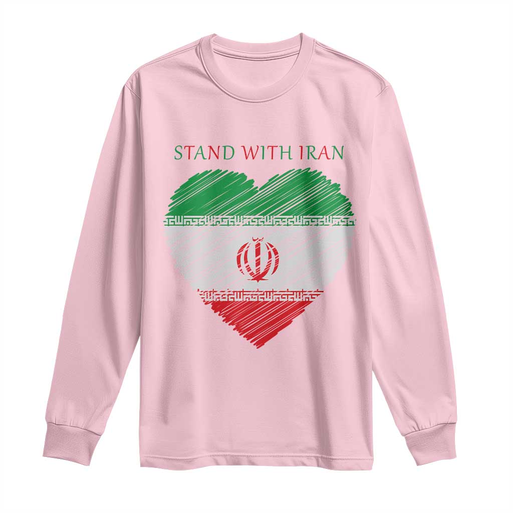 Stand With Iran Long Sleeve Shirt Anti War Political Protest Statement TS12 Light Pink Print Your Wear