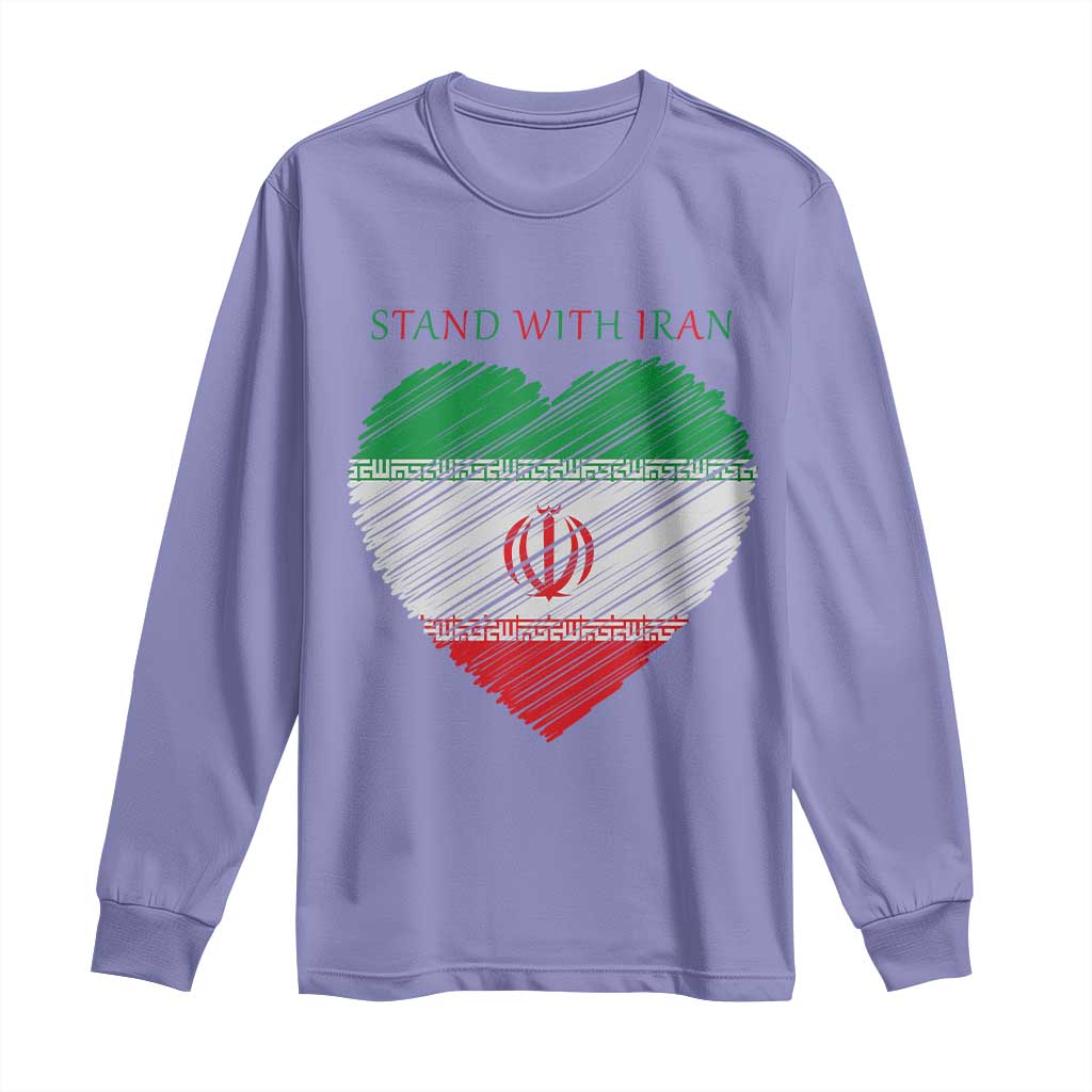 Stand With Iran Long Sleeve Shirt Anti War Political Protest Statement TS12 Violet Print Your Wear