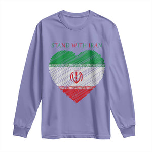 Stand With Iran Long Sleeve Shirt Anti War Political Protest Statement TS12 Violet Print Your Wear