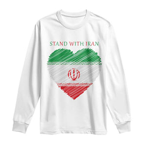 Stand With Iran Long Sleeve Shirt Anti War Political Protest Statement TS12 White Print Your Wear