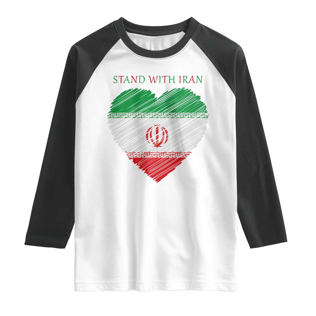 Stand With Iran Raglan Shirt Anti War Political Protest Statement TS12 White Black Print Your Wear